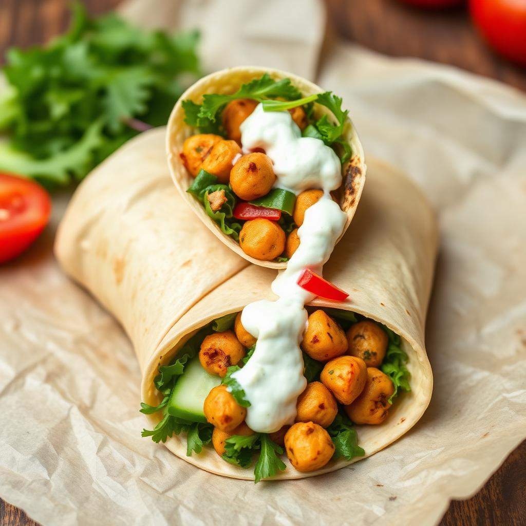 Halal Roasted Chickpea Wrap with Tzatziki