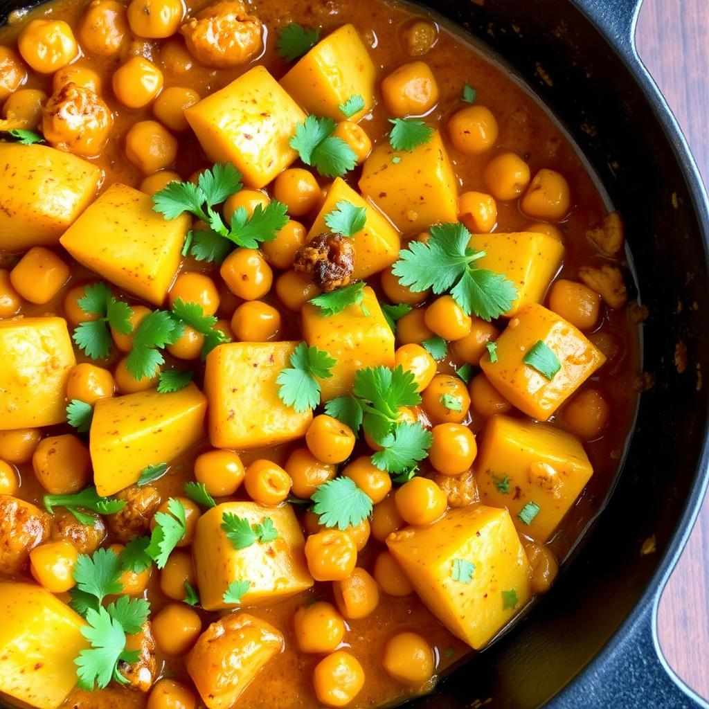 Halal Indian Aloo Chana Dry Curry (Stovetop)