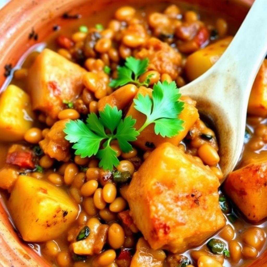 Halal Lentil and Roasted Potato Stew (Moroccan)