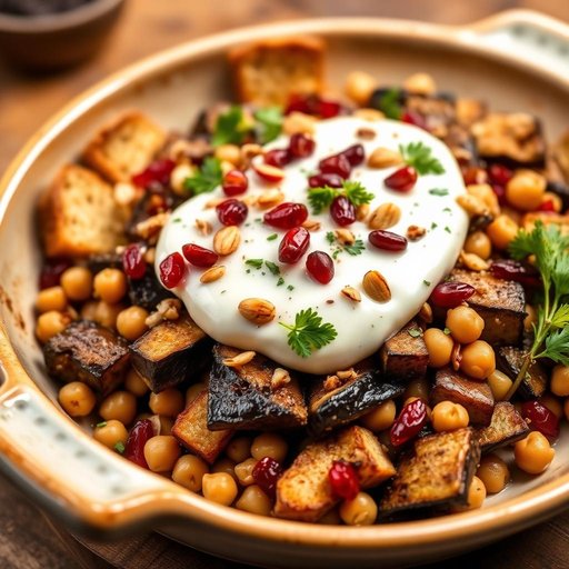Halal Eggplant and Chickpea Fatteh Casserole