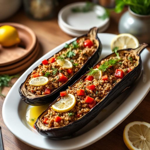 Halal Stuffed Eggplant with Bulgur and Herbs (Turkish)