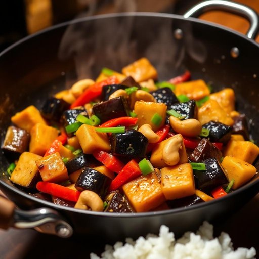 Halal Eggplant and Cashew Stir Fry (Asian Inspired)