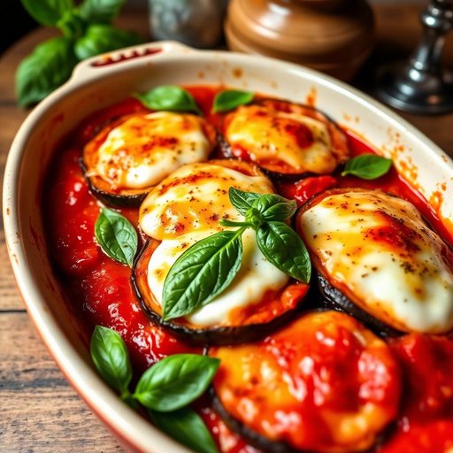 Halal Baked Eggplant with Mozzarella and Basil
