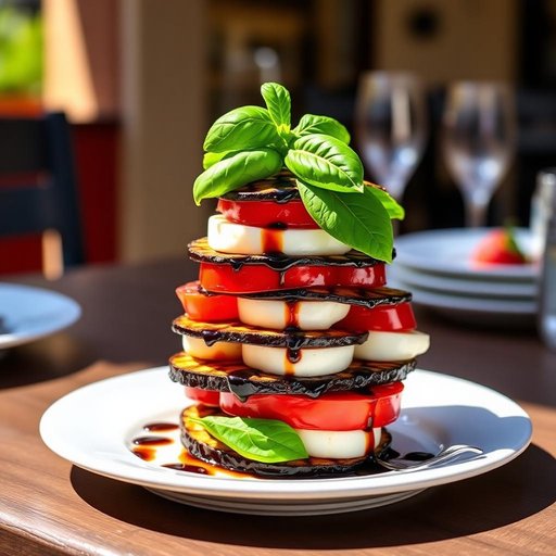 Halal Eggplant Caprese Stack (Grilled Vegetarian)