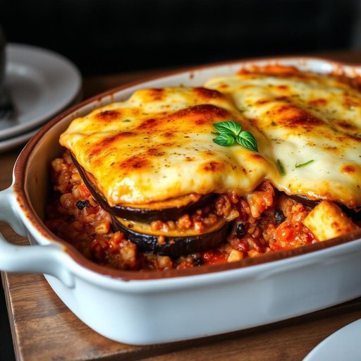 Halal Eggplant and Lentil Moussaka (Baked Healthy)