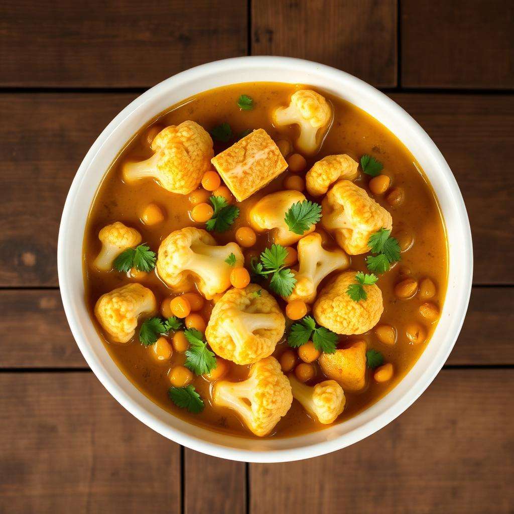 Halal Cauliflower and Lentil Coconut Curry