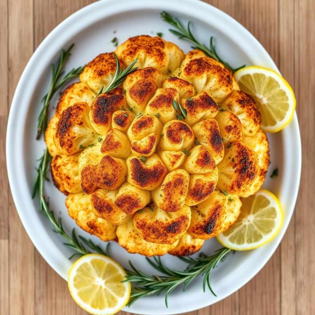 Halal Roasted Whole Cauliflower (Mediterranean Herbed)
