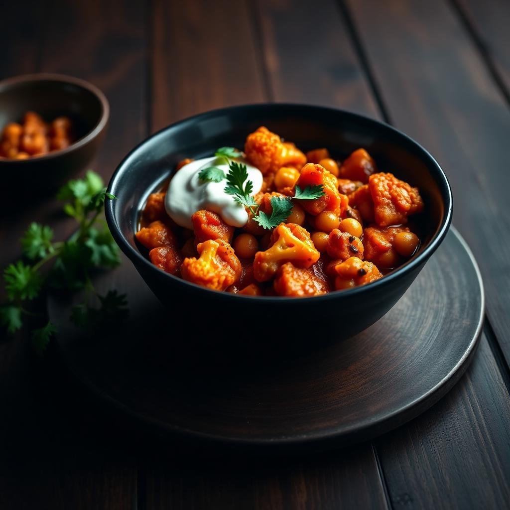 Halal Cauliflower and Chickpea Masala (Indian)