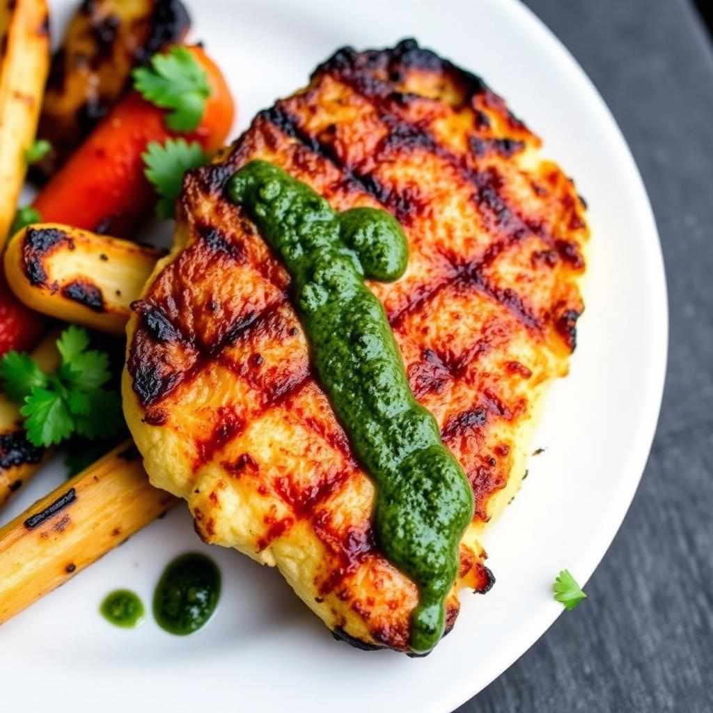 Halal Cauliflower Steak with Chimichurri (Grilled)