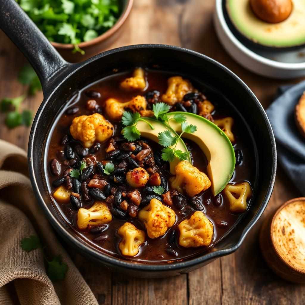 Halal Cauliflower and Black Bean Stew (Smoky)