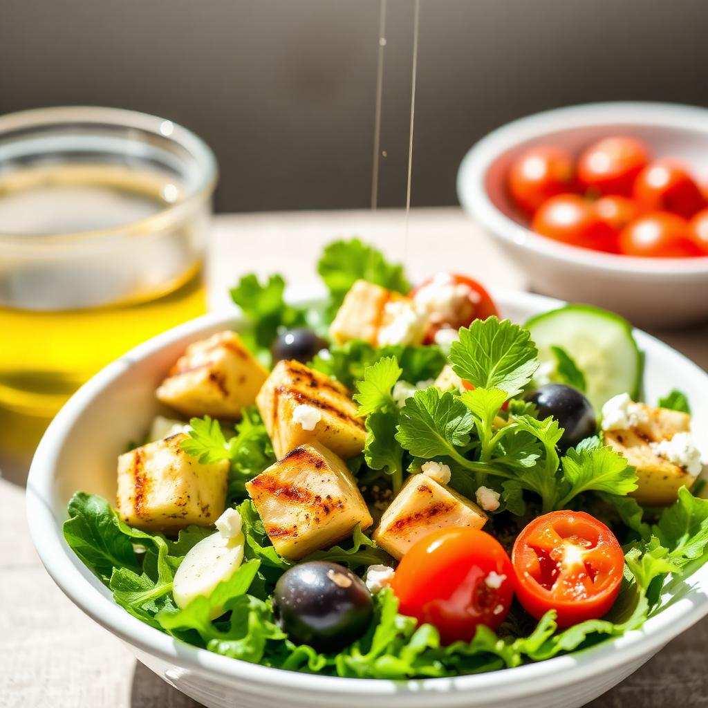 Halal Grilled Paneer Salad (Mediterranean Style)