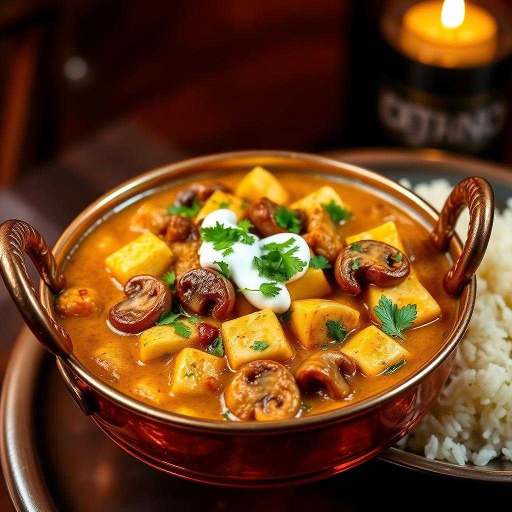 Halal Paneer and Mushroom Masala Curry