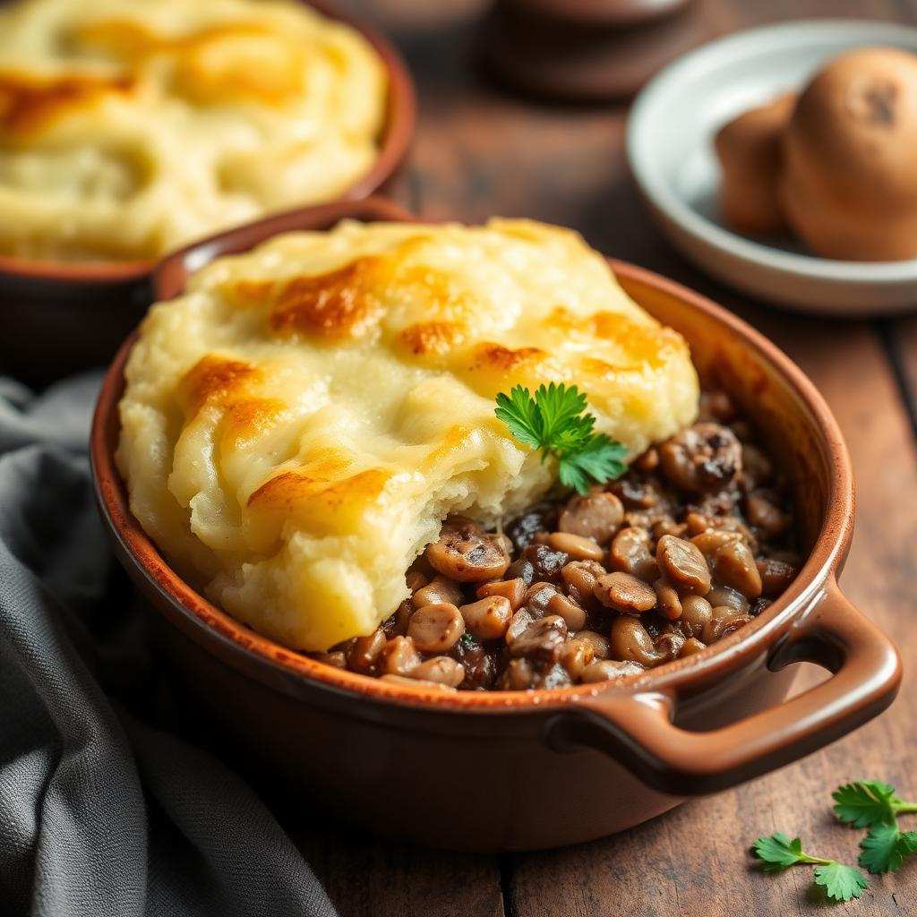 Halal Mushroom and Lentil Cottage Pie (Vegetarian)