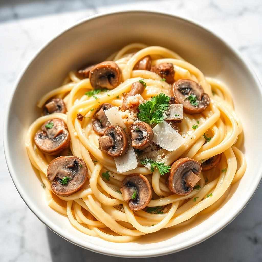 Halal Creamy Mushroom Pasta (Without Cream)