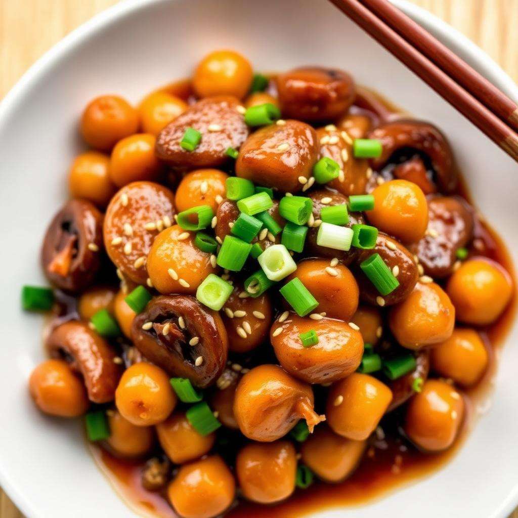 Halal Mushroom and Chickpea Stir Fry (Asian)