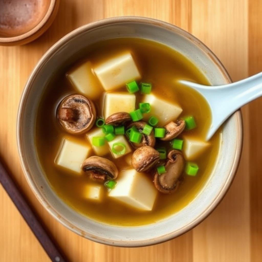 Halal Mushroom and Tofu Soup (Miso Inspired)