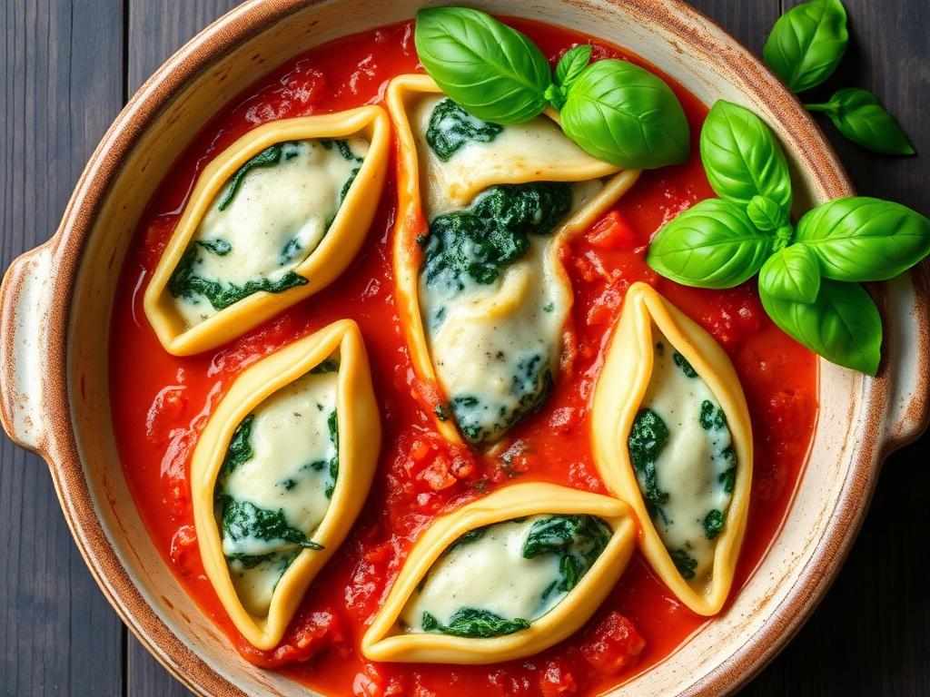 Halal Spinach and Ricotta Stuffed Pasta Shells