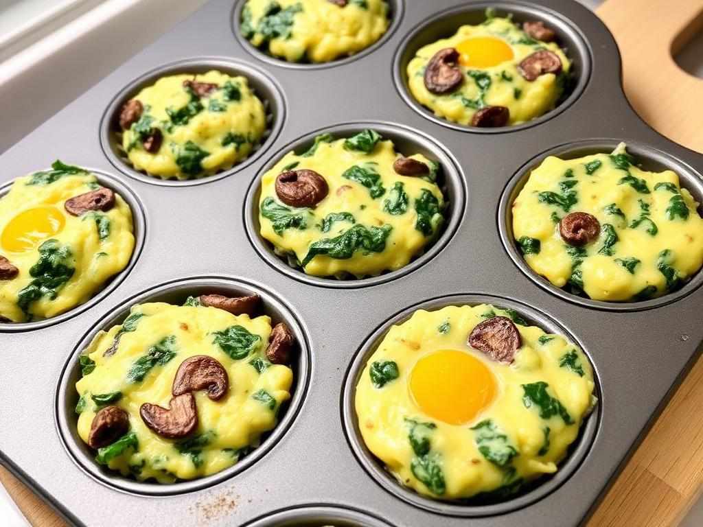 Halal Spinach and Mushroom Egg Muffins (Meal Prep)
