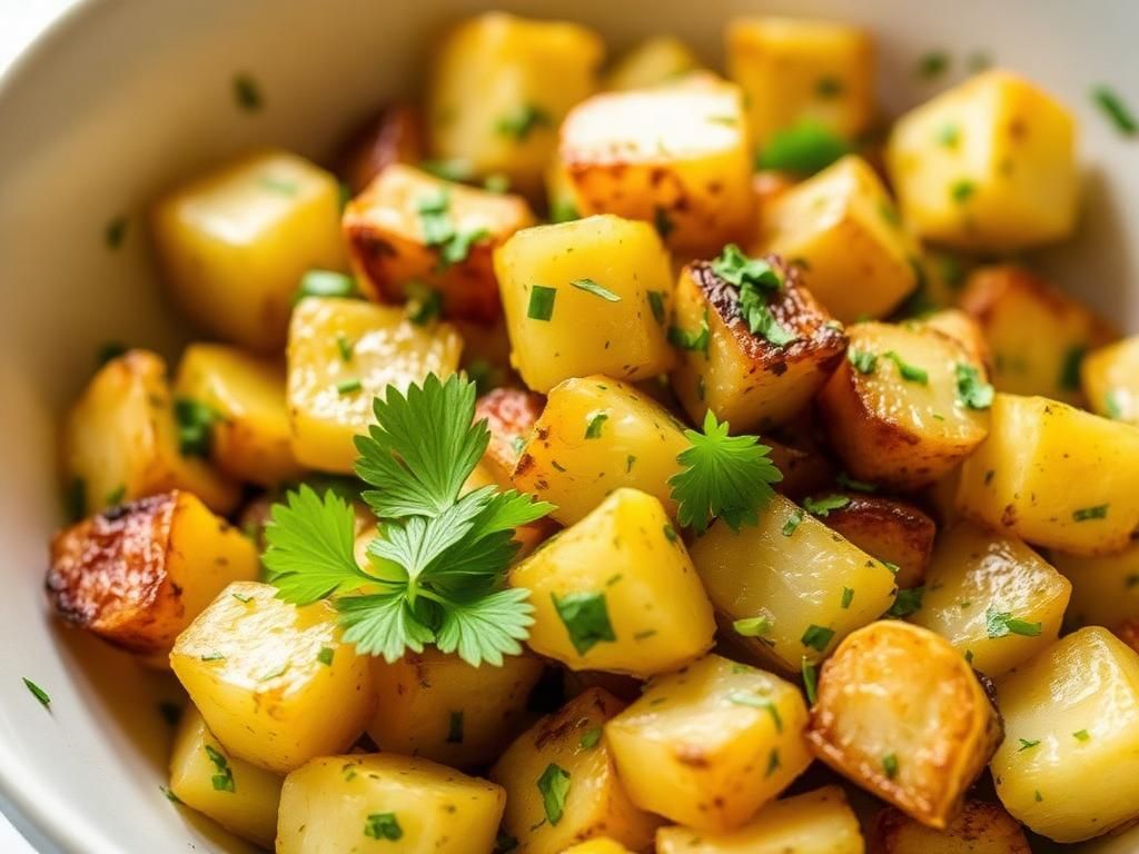 Halal Lebanese Roasted Potatoes with Cilantro and Garlic