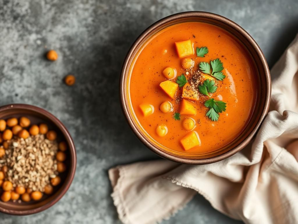 Halal Moroccan Spiced Pumpkin and Chickpea Soup
