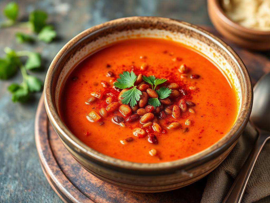 Halal Spiced Red Pepper and Lentil Soup (Moroccan)