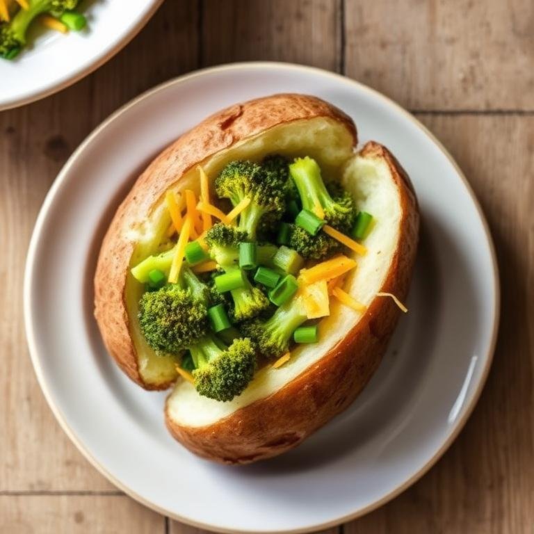 Halal Air Fryer Baked Potato (Stuffed Broccoli Cheddar)
