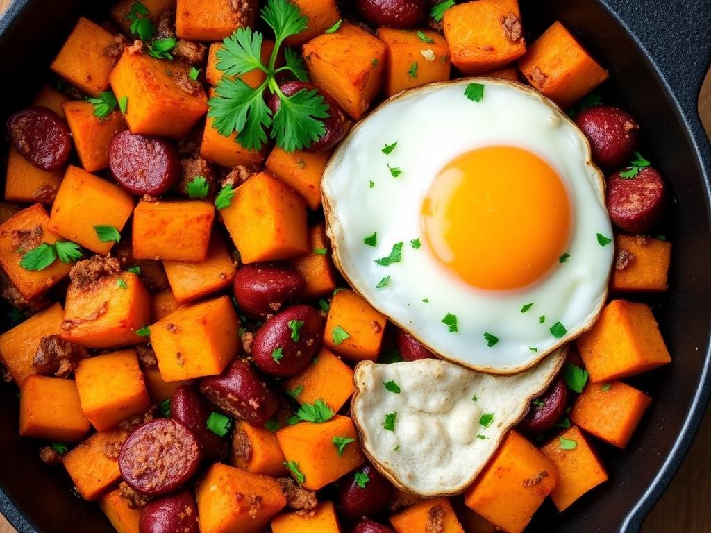 Halal Air Fryer Breakfast Chorizo Sweet Potato Hash Recipe