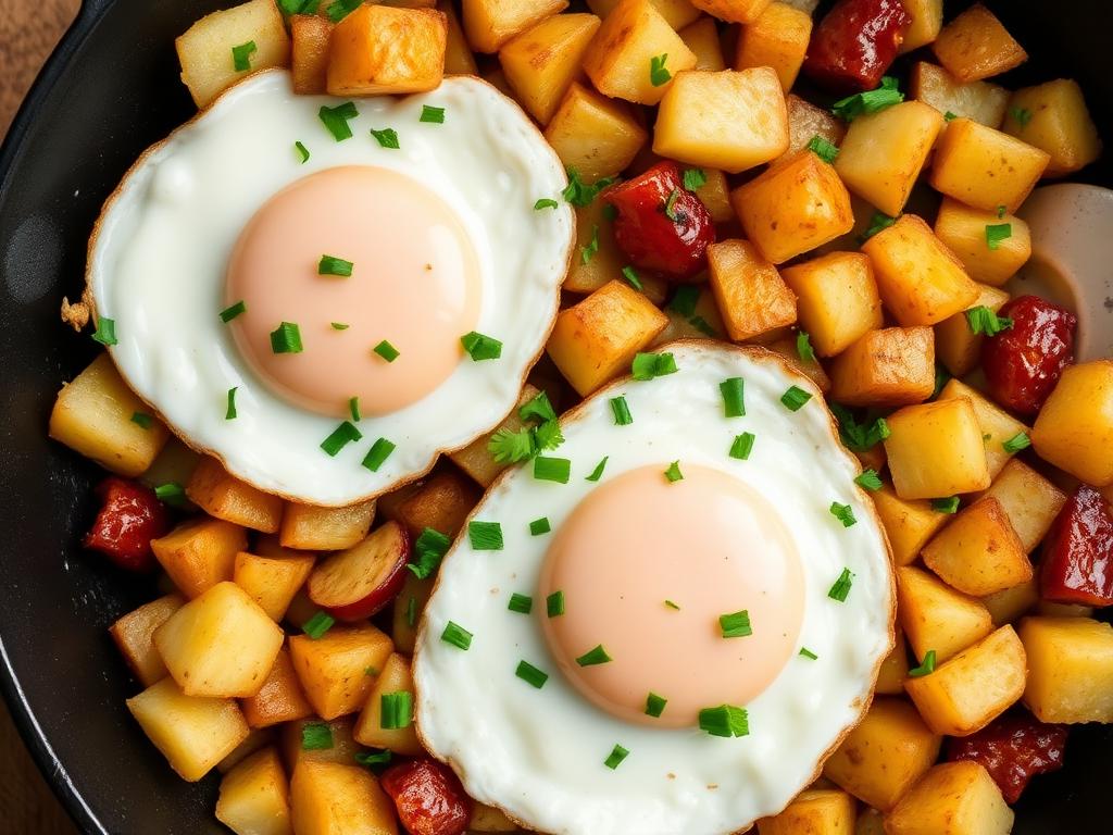 Halal Air Fryer Breakfast Potato and Egg Skillet Recipe