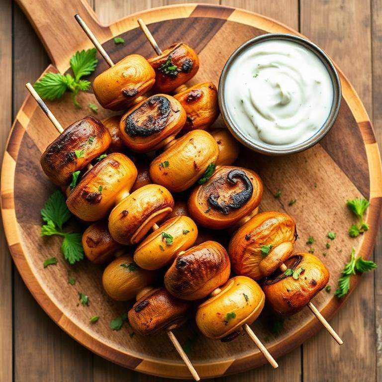 Halal Air Fryer Mushroom Kebabs (Vegetarian Grilled)