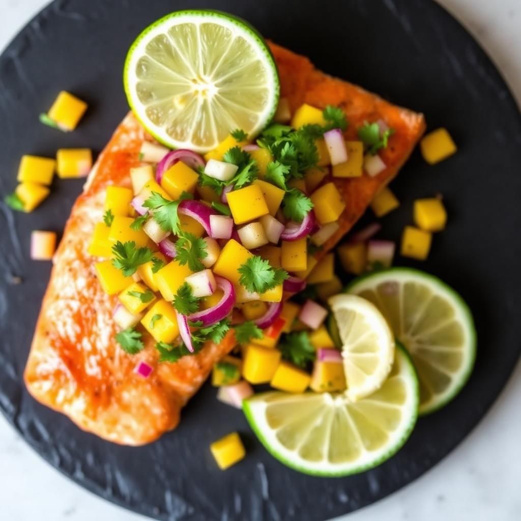 Halal Air Fryer Salmon with Mango Salsa Recipe