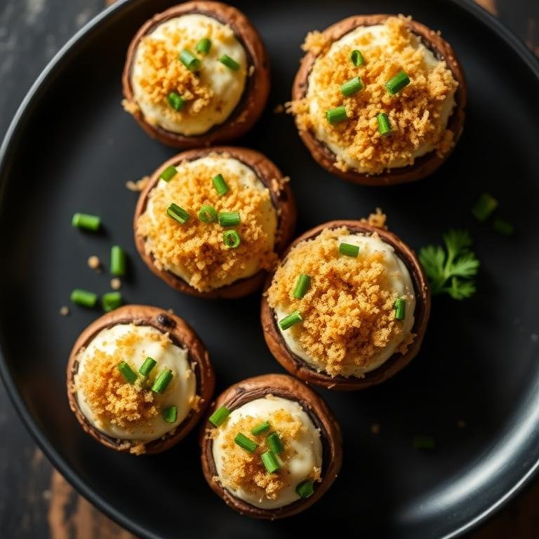 Halal Air Fryer Stuffed Mushrooms with Cream Cheese
