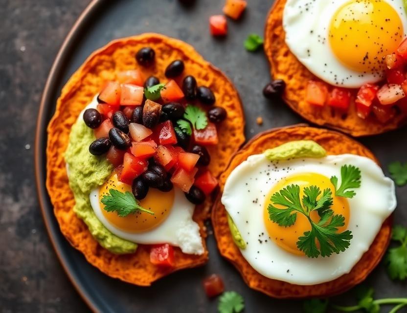 Halal Air Fryer Sweet Potato Breakfast Tostadas Recipe