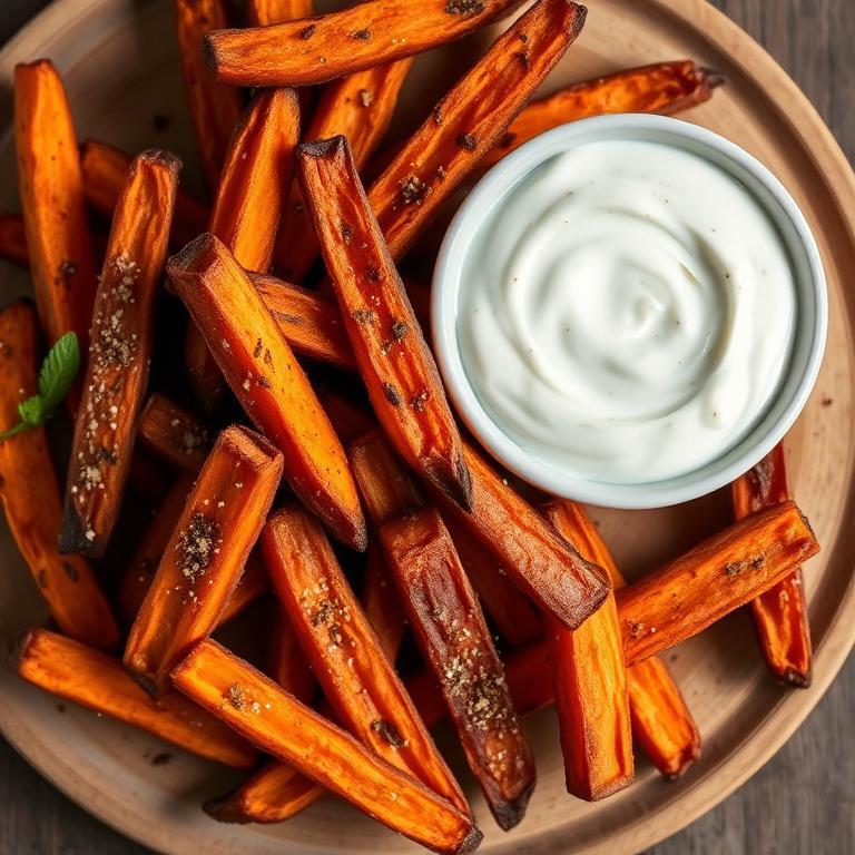 Halal Air Fryer Sweet Potato Fries (Za'atar Dip)