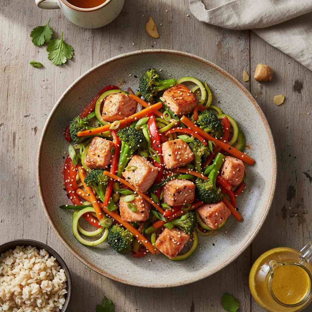Halal Anti Inflammatory Salmon Ginger Stir Fry