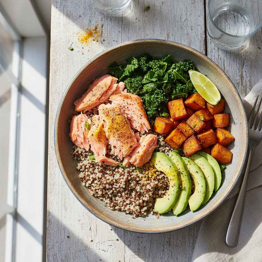 Halal Anti Inflammatory Salmon Vegetable Bowl Recipe