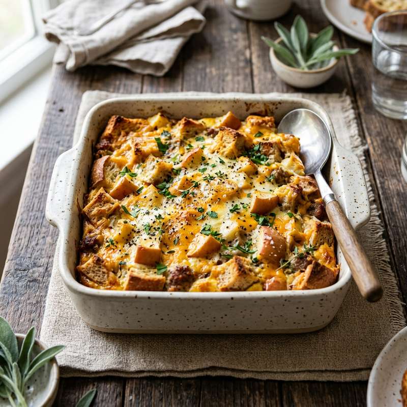 Halal Oven Baked Apple Cheddar Breakfast Strata Recipe