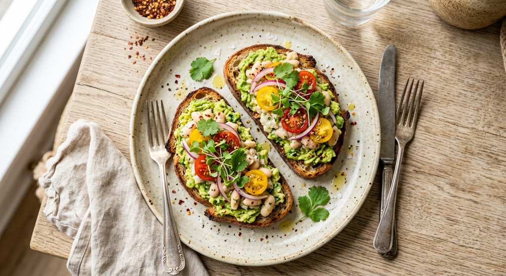 Halal Avocado White Bean Toast