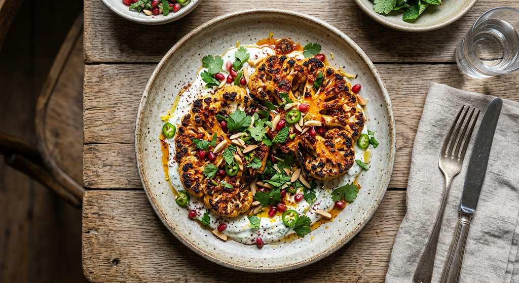 Halal Baked Cauliflower Steaks with Harissa