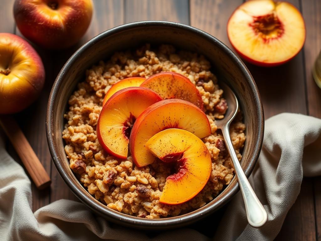 Halal Baked Cinnamon Peach Protein Oatmeal Recipe