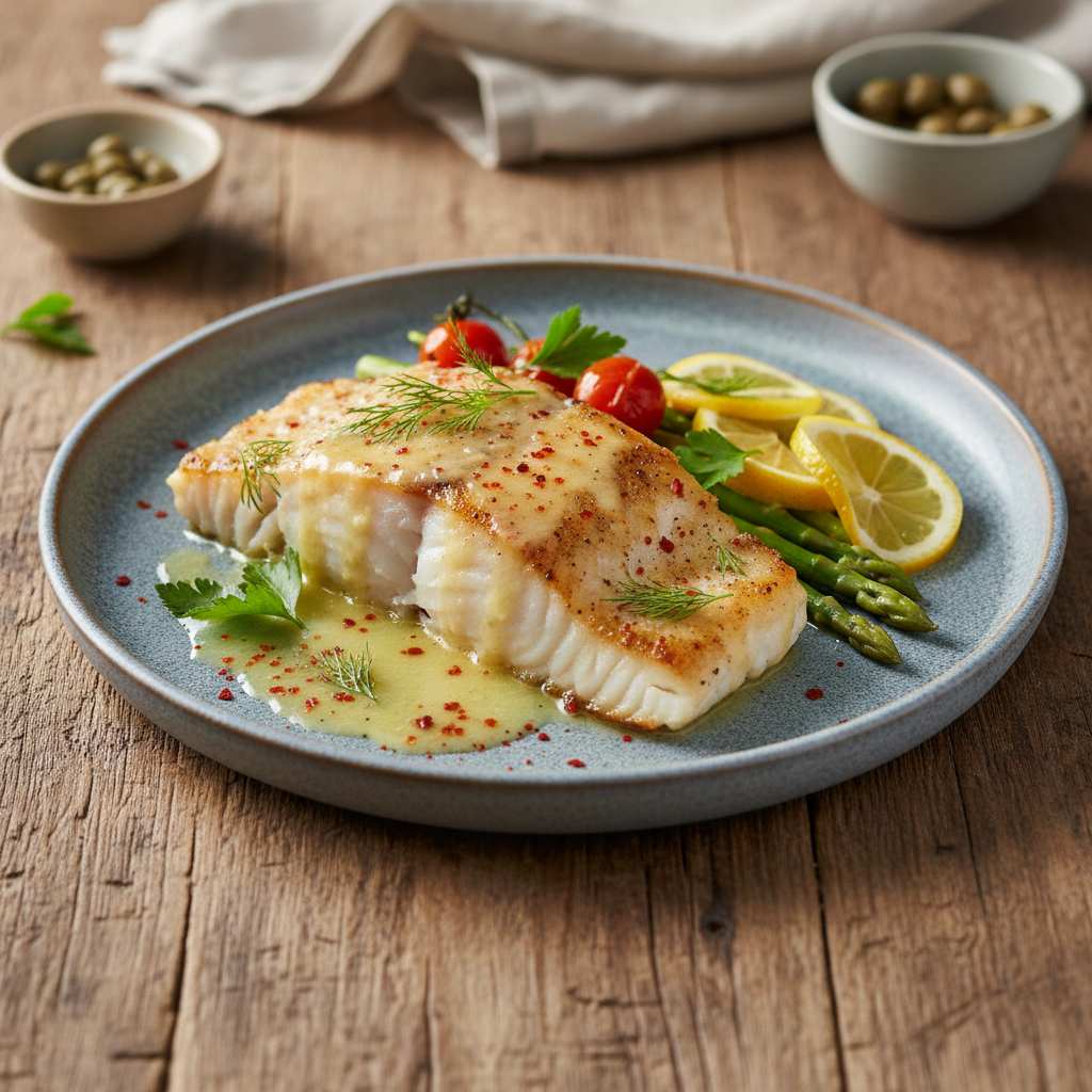 Halal Baked Cod with Lemon Butter Sauce Recipe