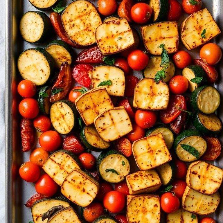 Halal Baked Halloumi Vegetable Traybake