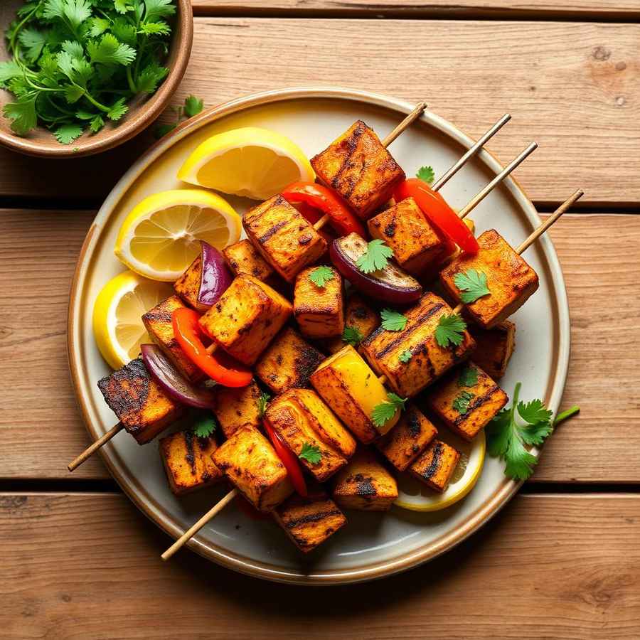 Halal Baked Paneer Tikka Skewers (Oven No Grill)