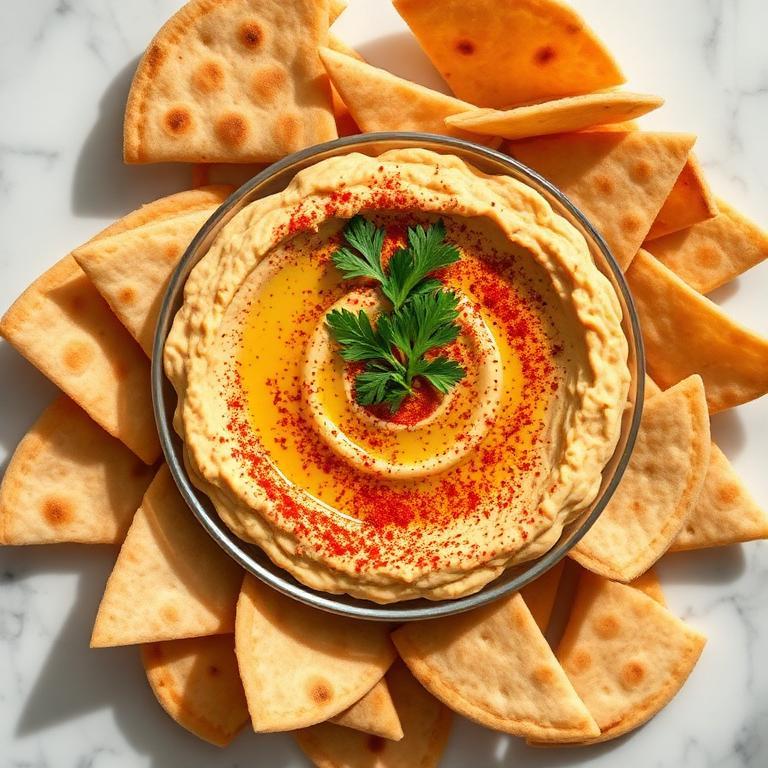 Halal Baked Pita Chips with Spiced Hummus