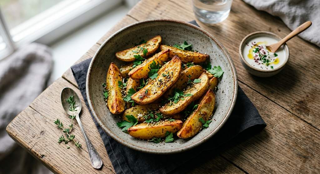 Halal Baked Potato Wedges with Za'atar and Olive Oil