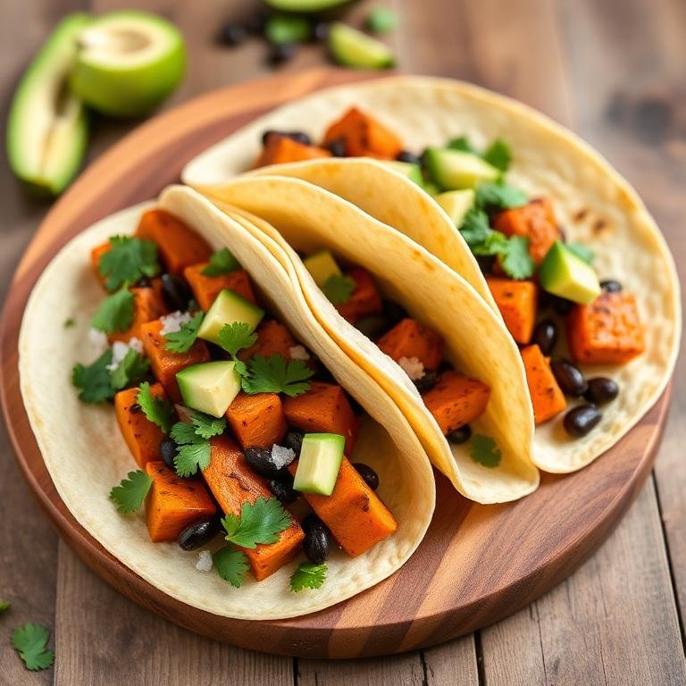 Halal Baked Sweet Potato Black Bean Tacos