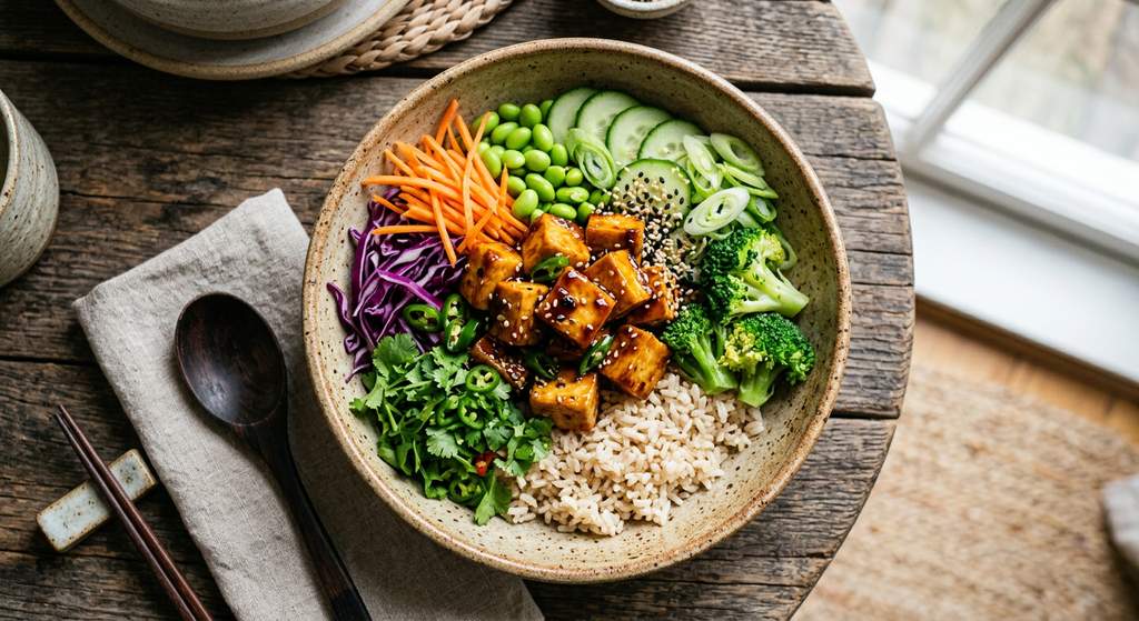 Halal Baked Tofu Teriyaki Rice Bowl (Healthy)