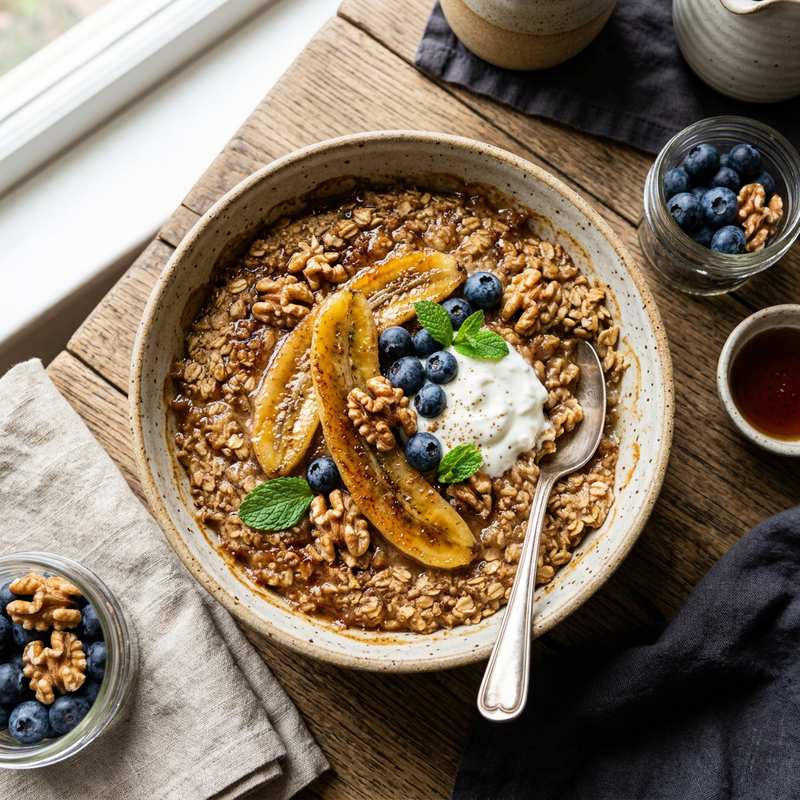 Halal Baked Banana Foster Oatmeal Recipe Healthy