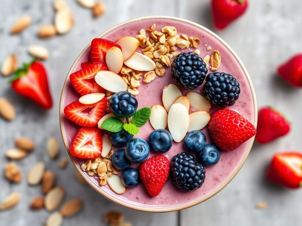 Halal Berry Almond Smoothie Bowl