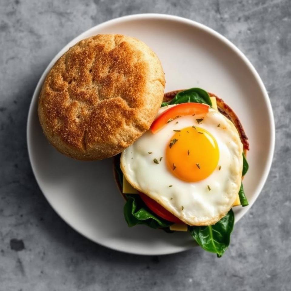 Halal Air Fryer Breakfast Egg and Veggie Sandwich Recipe