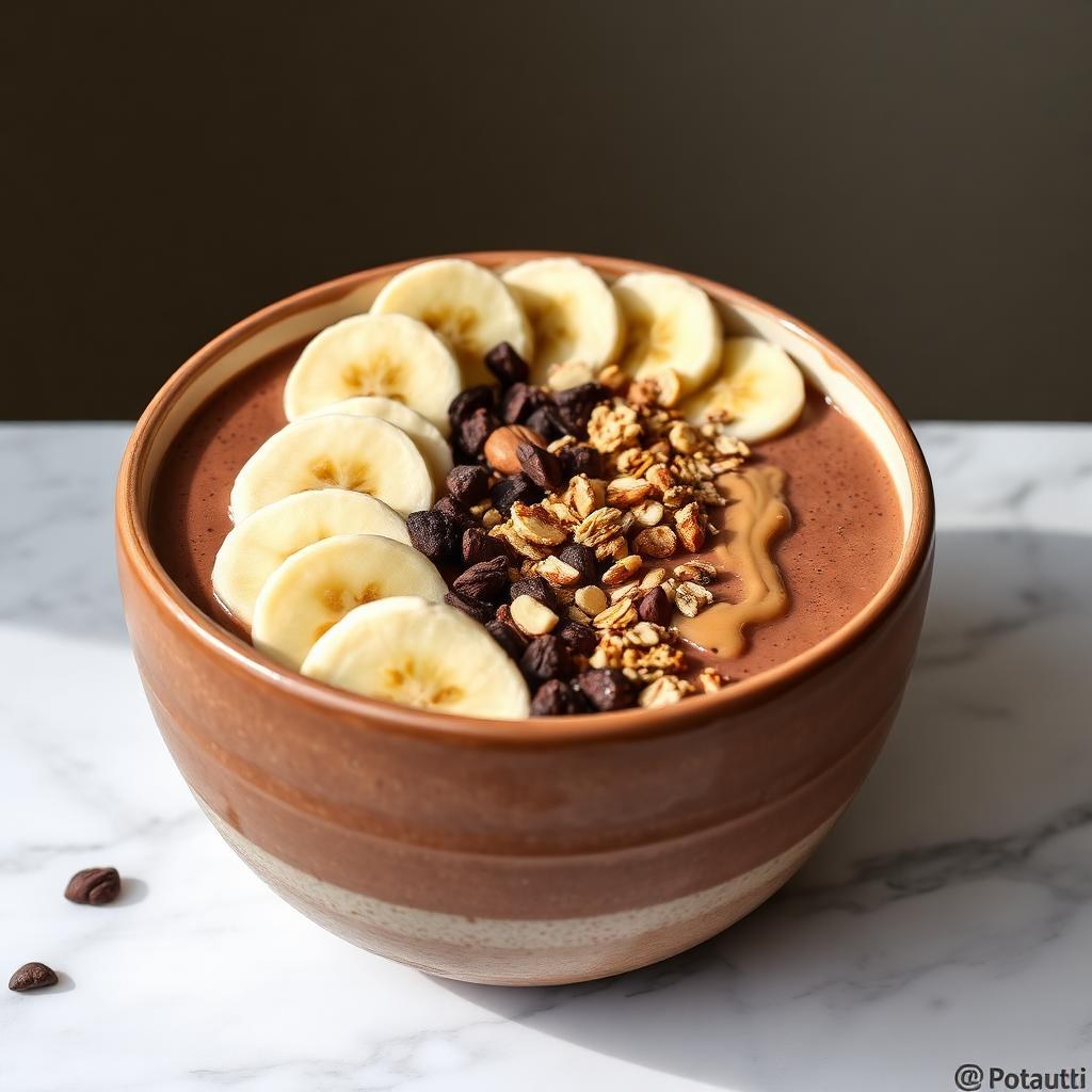 Halal High Protein Chocolate Banana Breakfast Smoothie Bowl Recipe